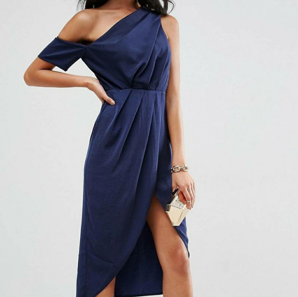ASOS hammered satin pencil midi dress